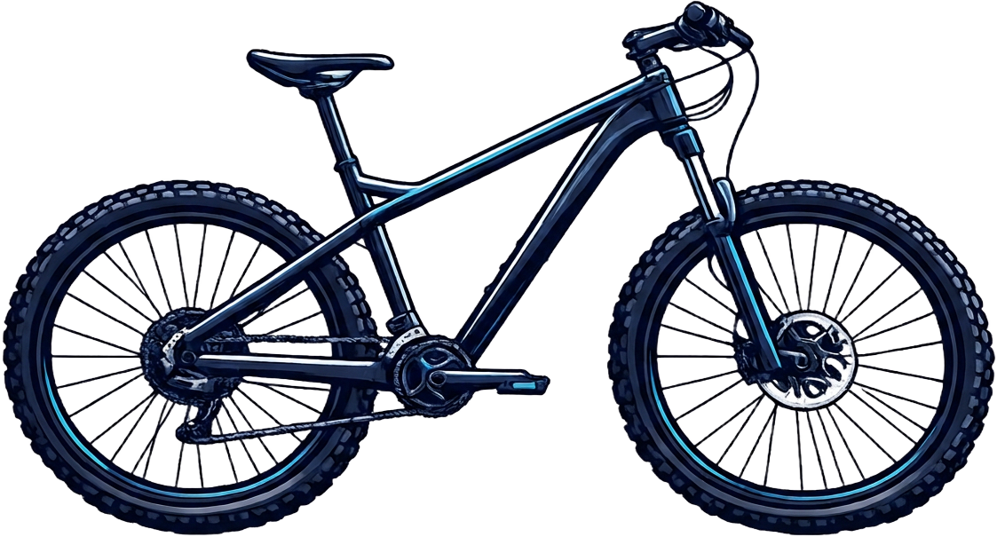 Ilustração de mountain bike com pneus de trilha
