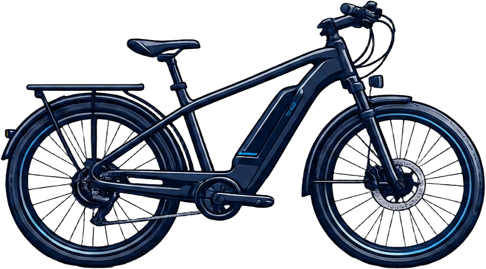 Ilustração de bicicleta elétrica com bateria integrada