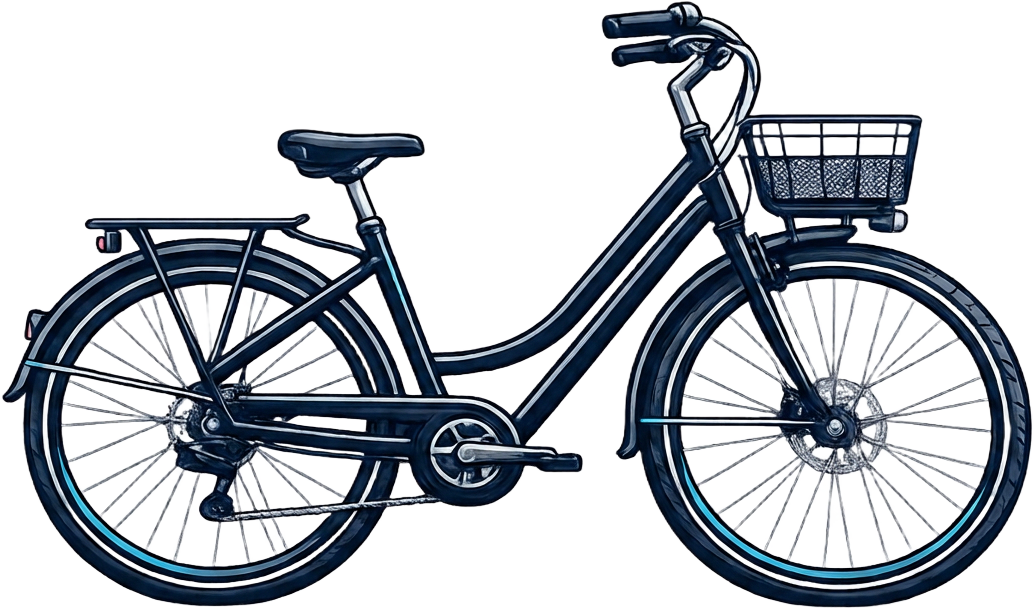 Ilustração de bicicleta urbana com cesta